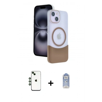 MARSİLYAN™- iPhone 14 Kılıf Kozmos Form Özel Seri - Siyah Joko Magic 5D Cam + Shine Kamera Lens - YL