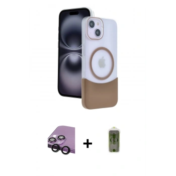MARSİLYAN™- iPhone 14 Kılıf Kozmos Form Özel Seri - Siyah Joko Magic 5D Hayalet Cam + Raze Metal Kamera Lens - SH