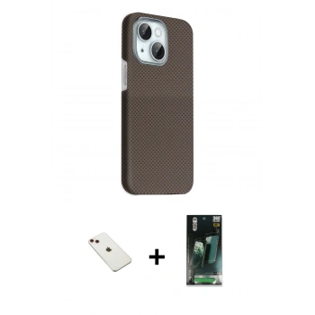 MARSİLYAN™- iPhone 14 Kılıf Kozmos Klasik Prime - Şeffaf 360 Full Body Arka Koruyucu + Diamond Kamera Lens - KI