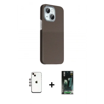 MARSİLYAN™- iPhone 14 Kılıf Kozmos Klasik Prime - Şeffaf 360 Full Body Arka Koruyucu + Shine Kamera Lens - GI