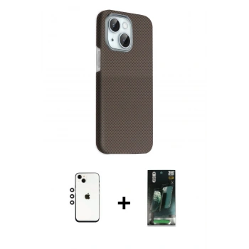 MARSİLYAN™- iPhone 14 Kılıf Kozmos Klasik Prime - Şeffaf 360 Full Body Arka Koruyucu + Shine Kamera Lens - GS