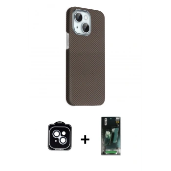 MARSİLYAN™- iPhone 14 Kılıf Kozmos Klasik Prime - Şeffaf 360 Full Body Arka Koruyucu + PVD Metal Kamera Lens - MI