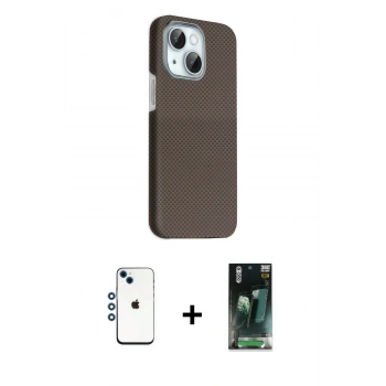 MARSİLYAN™- iPhone 14 Kılıf Kozmos Klasik Prime - Şeffaf 360 Full Body Arka Koruyucu + Shine Kamera Lens - MI