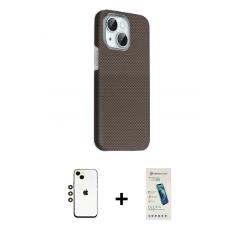 MARSİLYAN™- iPhone 14 Kılıf Kozmos Klasik Prime - Şeffaf Pasifik Cam Ekran Koruyucu + Shine Kamera Lens - GD