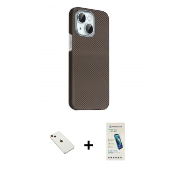 MARSİLYAN™- iPhone 14 Kılıf Kozmos Klasik Prime - Şeffaf Pasifik Cam Ekran Koruyucu + Diamond Kamera Lens - KI