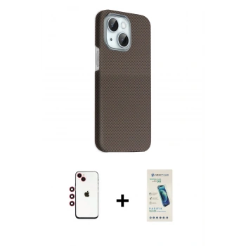 MARSİLYAN™- iPhone 14 Kılıf Kozmos Klasik Prime - Şeffaf Pasifik Cam Ekran Koruyucu + Shine Kamera Lens - KI
