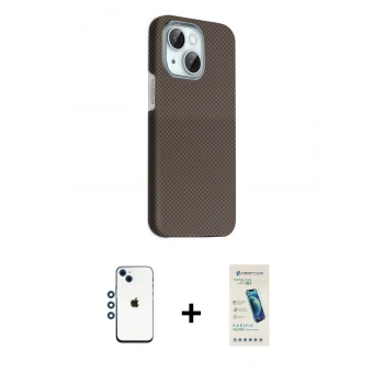 MARSİLYAN™- iPhone 14 Kılıf Kozmos Klasik Prime - Şeffaf Pasifik Cam Ekran Koruyucu + Shine Kamera Lens - MI