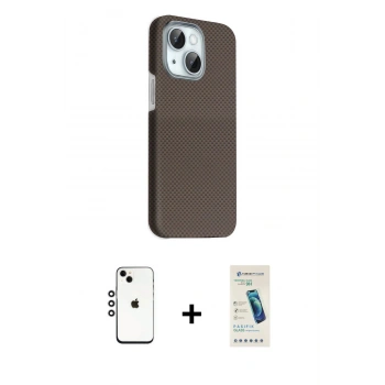 MARSİLYAN™- iPhone 14 Kılıf Kozmos Klasik Prime - Şeffaf Pasifik Cam Ekran Koruyucu + Shine Kamera Lens - GS