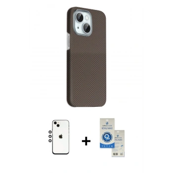 MARSİLYAN™- iPhone 14 Kılıf Kozmos Klasik Prime - Şeffaf Royal Nano Ekran Koruyucu + Shine Kamera Lens - GS