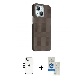 MARSİLYAN™- iPhone 14 Kılıf Kozmos Klasik Prime - Şeffaf Royal Nano Ekran Koruyucu + Shine Kamera Lens - SH