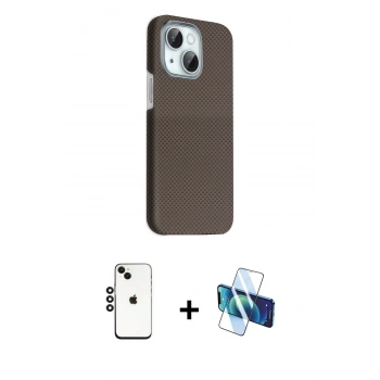 MARSİLYAN™- iPhone 14 Kılıf Kozmos Klasik Prime - Siyah 3D Antistatik Cam Ekran Koruyucu + Shine Kamera Lens - SH