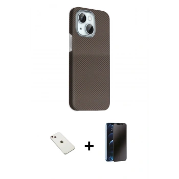 MARSİLYAN™- iPhone 14 Kılıf Kozmos Klasik Prime - Siyah 3D Antistatik Hayalet Cam Ekran Koruyucu + Diamond Kamera Lens - PE