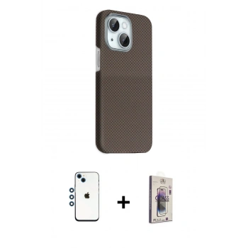 MARSİLYAN™- iPhone 14 Kılıf Kozmos Klasik Prime - Siyah Bilvis 3D Cam Ekran Koruyucu + Shine Kamera Lens - MI