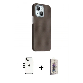 MARSİLYAN™- iPhone 14 Kılıf Kozmos Klasik Prime - Siyah Bilvis 3D Cam Ekran Koruyucu + Shine Kamera Lens - SH