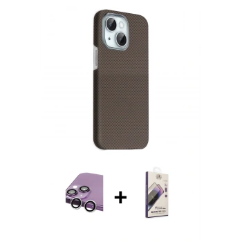 MARSİLYAN™- iPhone 14 Kılıf Kozmos Klasik Prime - Siyah Bilvis 3D Mat Cam Ekran Koruyucu + Raze Metal Kamera Lens - GS