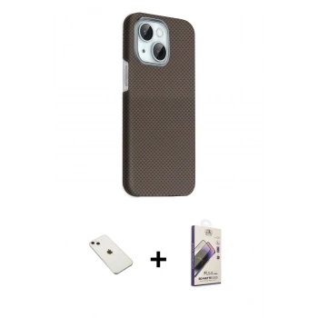 MARSİLYAN™- iPhone 14 Kılıf Kozmos Klasik Prime - Siyah Bilvis 3D Mat Cam Ekran Koruyucu + Diamond Kamera Lens - PE