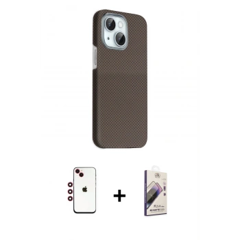 MARSİLYAN™- iPhone 14 Kılıf Kozmos Klasik Prime - Siyah Bilvis 3D Mat Cam Ekran Koruyucu + Shine Kamera Lens - KI