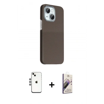 MARSİLYAN™- iPhone 14 Kılıf Kozmos Klasik Prime - Siyah Bilvis 3D Mat Cam Ekran Koruyucu + Shine Kamera Lens - GS