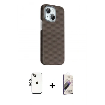MARSİLYAN™- iPhone 14 Kılıf Kozmos Klasik Prime - Siyah Bilvis 3D Mat Cam Ekran Koruyucu + Shine Kamera Lens - SH