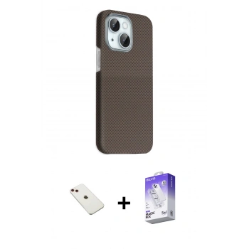 MARSİLYAN™- iPhone 14 Kılıf Kozmos Klasik Prime - Siyah Bilvis 5in1 3D Magic Cam Ekran Koruyucu + Diamond Kamera Lens - KI