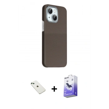 MARSİLYAN™- iPhone 14 Kılıf Kozmos Klasik Prime - Siyah Bilvis 5in1 5D Magic Hayalet Cam Ekran Koruyucu + Diamond Kamera Lens - YL