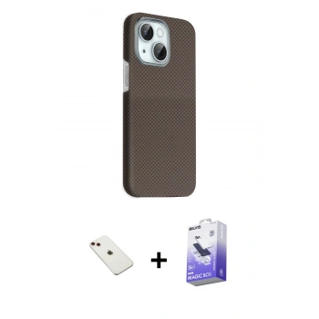 MARSİLYAN™- iPhone 14 Kılıf Kozmos Klasik Prime - Siyah Bilvis 5in1 5D Magic Hayalet Cam Ekran Koruyucu + Diamond Kamera Lens - KI