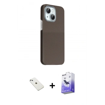 MARSİLYAN™- iPhone 14 Kılıf Kozmos Klasik Prime - Siyah Bilvis 5in1 5D Magic Hayalet Cam Ekran Koruyucu + Diamond Kamera Lens - SABE