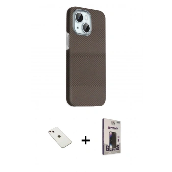 MARSİLYAN™- iPhone 14 Kılıf Kozmos Klasik Prime - Siyah Bilvis Hayalet Cam Ekran Koruyucu + Diamond Kamera Lens - PE