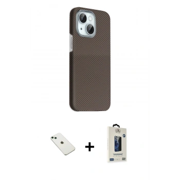 MARSİLYAN™- iPhone 14 Kılıf Kozmos Klasik Prime - Siyah Bilvis Hayalet Cam Ekran Koruyucu + Diamond Kamera Lens - YL