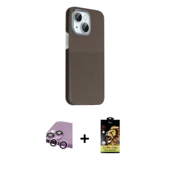 MARSİLYAN™- iPhone 14 Kılıf Kozmos Klasik Prime - Siyah Buffer Cam Ekran Koruyucu + Raze Metal Kamera Lens - MR