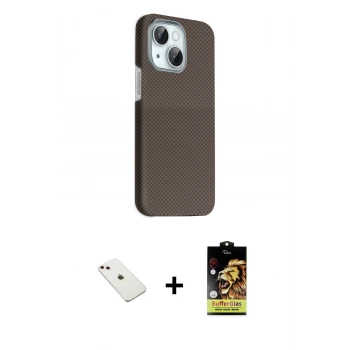 MARSİLYAN™- iPhone 14 Kılıf Kozmos Klasik Prime - Siyah Buffer Cam Ekran Koruyucu + Diamond Kamera Lens - PE