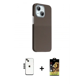 MARSİLYAN™- iPhone 14 Kılıf Kozmos Klasik Prime - Siyah Buffer Cam Ekran Koruyucu + Shine Kamera Lens - SH