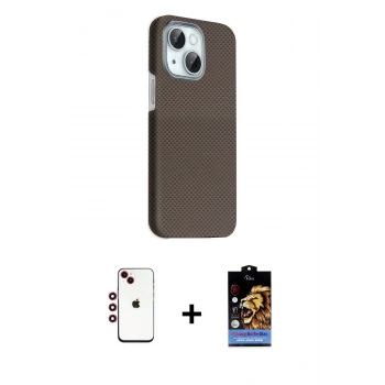 MARSİLYAN™- iPhone 14 Kılıf Kozmos Klasik Prime - Siyah Buffer Hayalet Cam Ekran Koruyucu + Shine Kamera Lens - KI