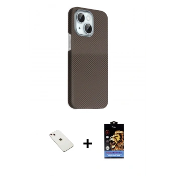 MARSİLYAN™- iPhone 14 Kılıf Kozmos Klasik Prime - Siyah Buffer Hayalet Cam Ekran Koruyucu + Diamond Kamera Lens - PE