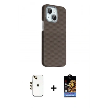 MARSİLYAN™- iPhone 14 Kılıf Kozmos Klasik Prime - Siyah Buffer Hayalet Cam Ekran Koruyucu + Shine Kamera Lens - GD