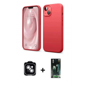 MARSİLYAN™- iPhone 14 Kılıf Kozmos Yansıma Özel Seri - Şeffaf 360 Full Body Arka Koruyucu + PVD Metal Kamera Lens - GS