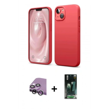 MARSİLYAN™- iPhone 14 Kılıf Kozmos Yansıma Özel Seri - Şeffaf 360 Full Body Arka Koruyucu + Raze Metal Kamera Lens - GS