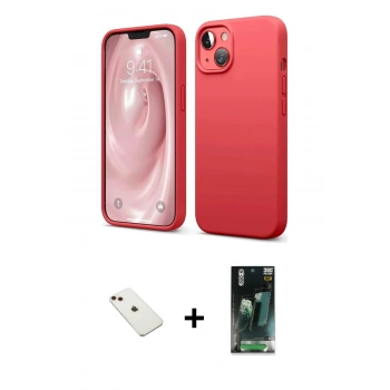 MARSİLYAN™- iPhone 14 Kılıf Kozmos Yansıma Özel Seri - Şeffaf 360 Full Body Arka Koruyucu + Diamond Kamera Lens - KI