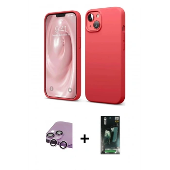 MARSİLYAN™- iPhone 14 Kılıf Kozmos Yansıma Özel Seri - Şeffaf 360 Full Body Arka Koruyucu + Raze Metal Kamera Lens - MR