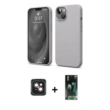 MARSİLYAN™- iPhone 14 Kılıf Kozmos Yansıma Özel Seri - Şeffaf 360 Full Body Arka Koruyucu + PVD Metal Kamera Lens - PE