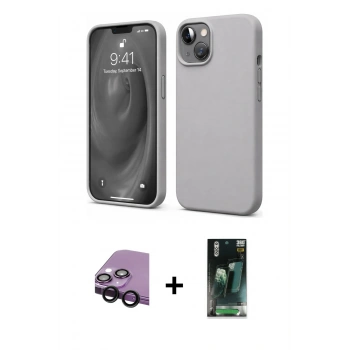 MARSİLYAN™- iPhone 14 Kılıf Kozmos Yansıma Özel Seri - Şeffaf 360 Full Body Arka Koruyucu + Raze Metal Kamera Lens - SH