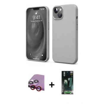MARSİLYAN™- iPhone 14 Kılıf Kozmos Yansıma Özel Seri - Şeffaf 360 Full Body Arka Koruyucu + Raze Metal Kamera Lens - KI
