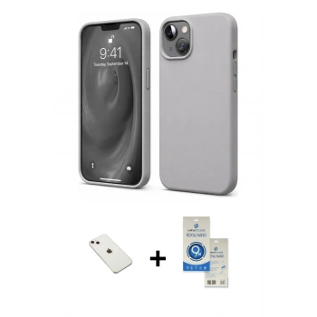 MARSİLYAN™- iPhone 14 Kılıf Kozmos Yansıma Özel Seri - Şeffaf Royal Nano Ekran Koruyucu + Diamond Kamera Lens - PE