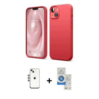 MARSİLYAN™- iPhone 14 Kılıf Kozmos Yansıma Özel Seri - Şeffaf Royal Nano Ekran Koruyucu + Shine Kamera Lens - GS