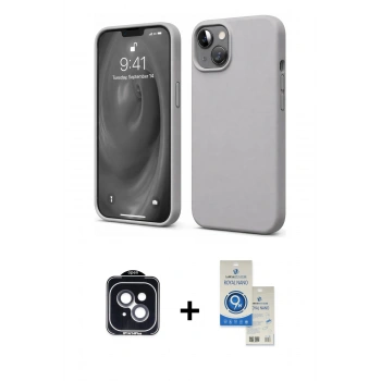 MARSİLYAN™- iPhone 14 Kılıf Kozmos Yansıma Özel Seri - Şeffaf Royal Nano Ekran Koruyucu + PVD Metal Kamera Lens - SH