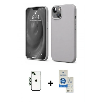 MARSİLYAN™- iPhone 14 Kılıf Kozmos Yansıma Özel Seri - Şeffaf Royal Nano Ekran Koruyucu + Shine Kamera Lens - YL