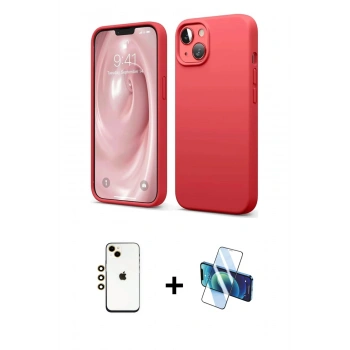MARSİLYAN™- iPhone 14 Kılıf Kozmos Yansıma Özel Seri - Siyah 3D Antistatik Cam Ekran Koruyucu + Shine Kamera Lens - GD