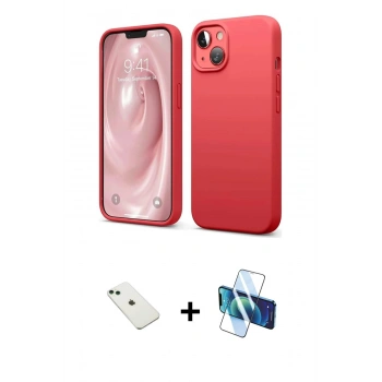 MARSİLYAN™- iPhone 14 Kılıf Kozmos Yansıma Özel Seri - Siyah 3D Antistatik Cam Ekran Koruyucu + Diamond Kamera Lens - YL