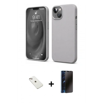 MARSİLYAN™- iPhone 14 Kılıf Kozmos Yansıma Özel Seri - Siyah 3D Antistatik Hayalet Cam Ekran Koruyucu + Diamond Kamera Lens - PE