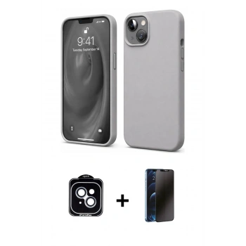 MARSİLYAN™- iPhone 14 Kılıf Kozmos Yansıma Özel Seri - Siyah 3D Antistatik Hayalet Cam Ekran Koruyucu + PVD Metal Kamera Lens - MI